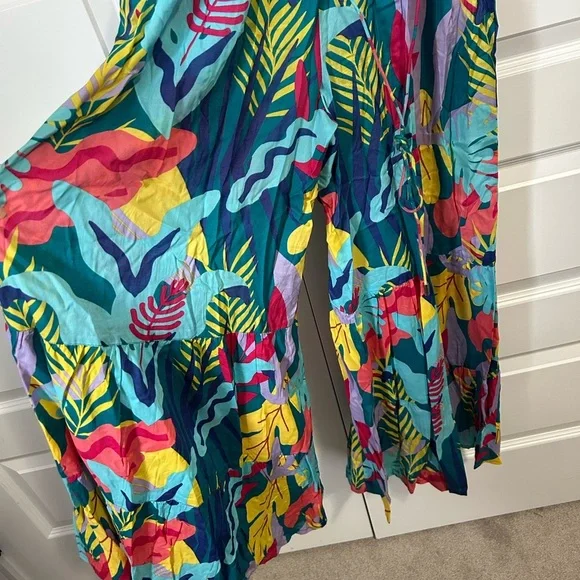 Buffalo David Bitton Multicolor Tropical Wide Leg Vacation Jumpsuit - Picture 2 of 10